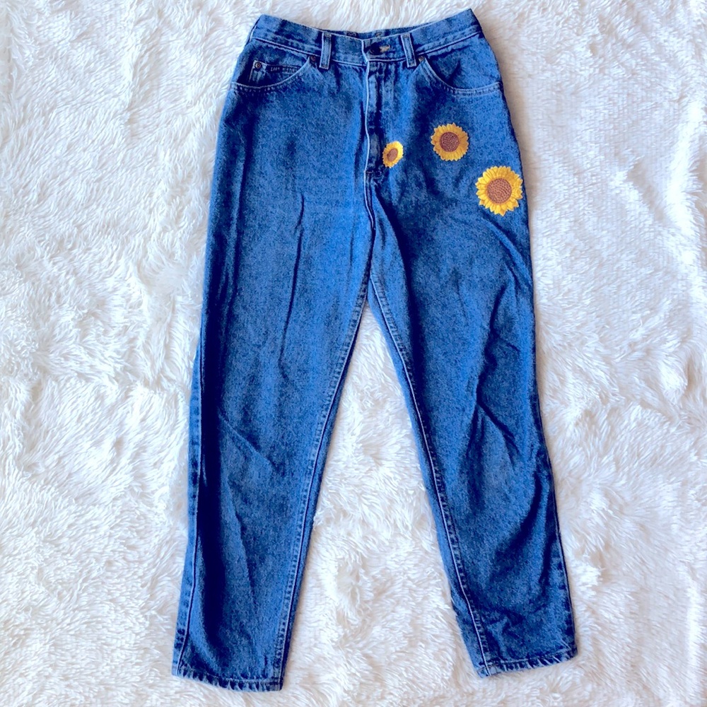 Vintage Lee Jeans with Sunflowers